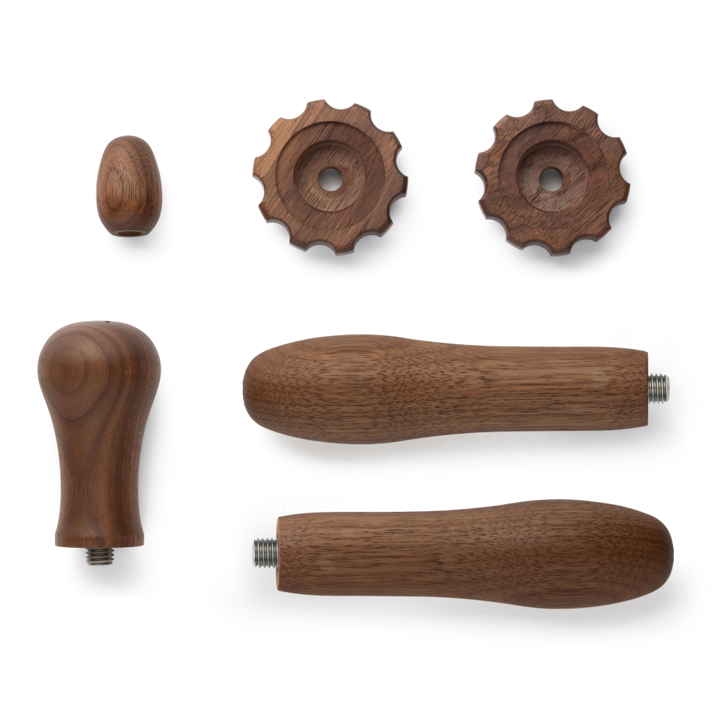 Siebträgermaschine Holzumbau Drehrad Set Nussbaum